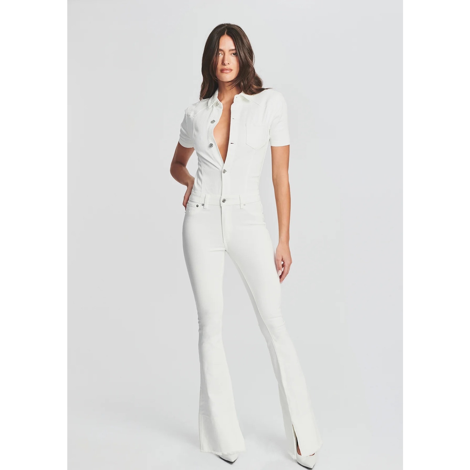 Ser.O.Ya Fallon Denim Jumpsuit In White Xs
